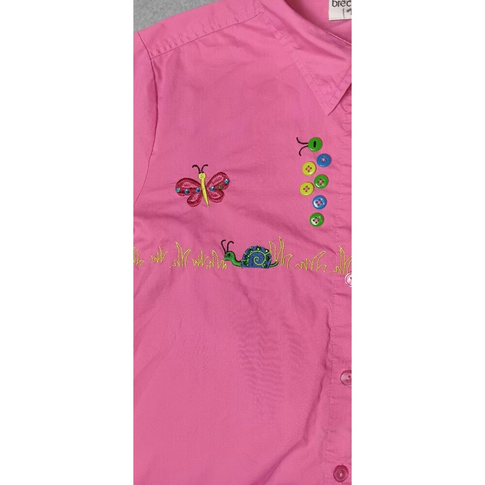 Vintage Breckenridge Embroidered Button Up Blouse Size PS Pink Garden Party Boho - Picture 8 of 14